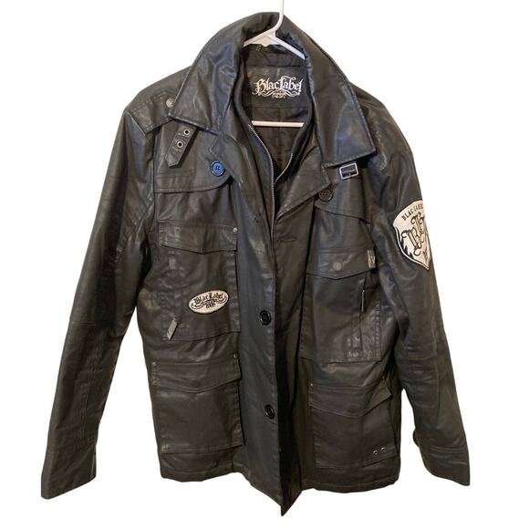 Black Label Premium Jacket Coat Studded /Embroidered size Med Many Pockets - Picture 1 of 13